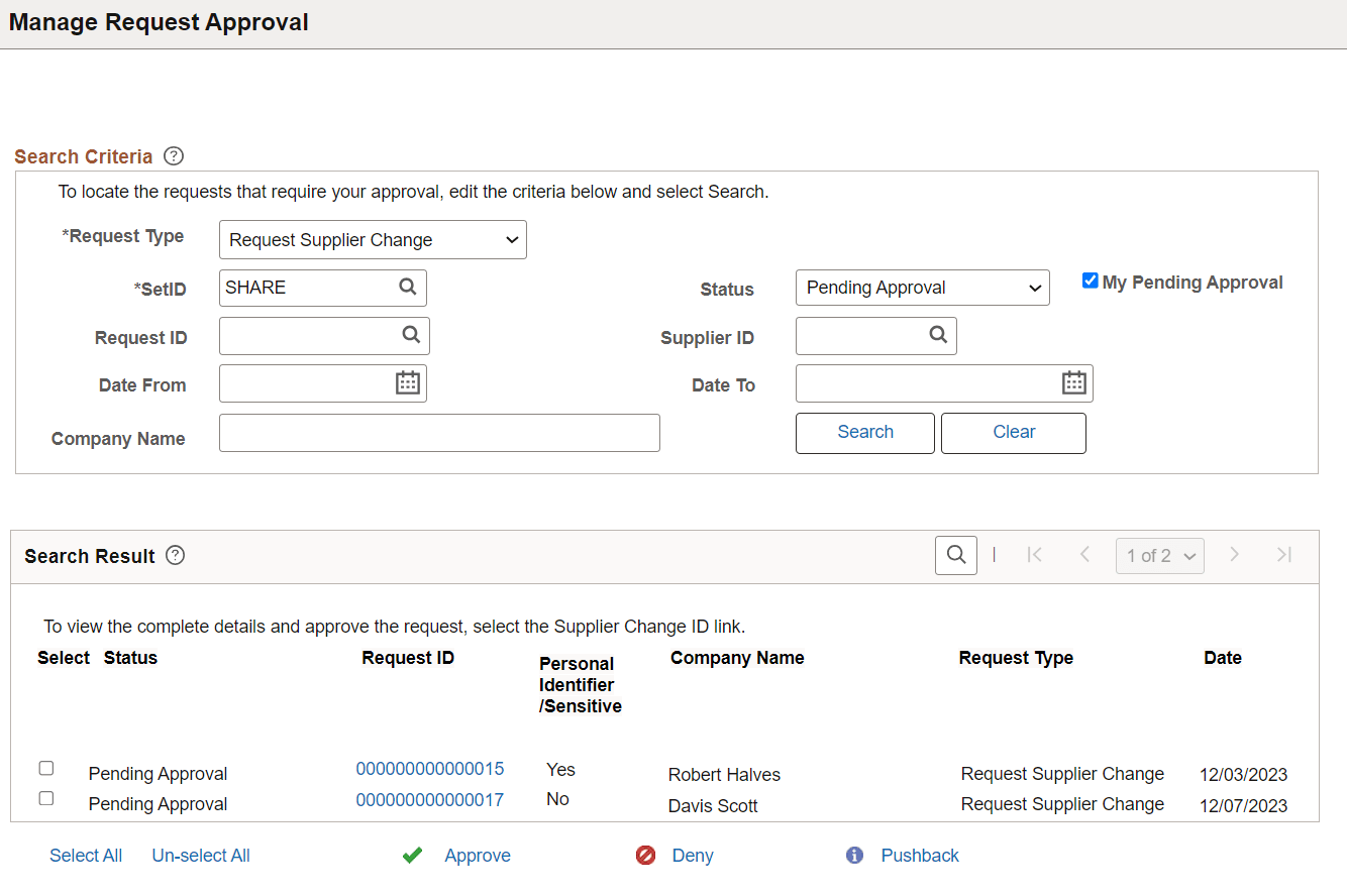 Manage Request Approval