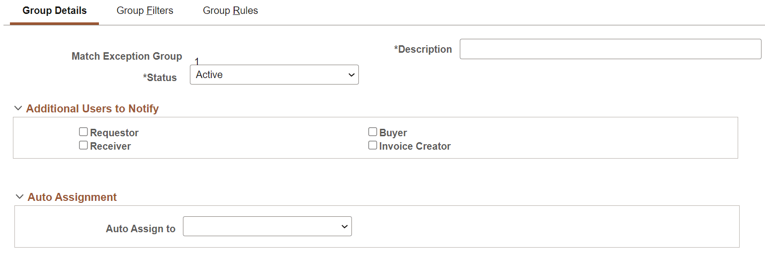 Match Exception Group Page (1 of 2)