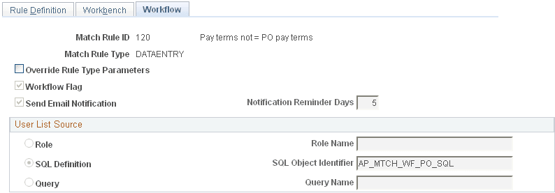 Match Rules - Workflow page