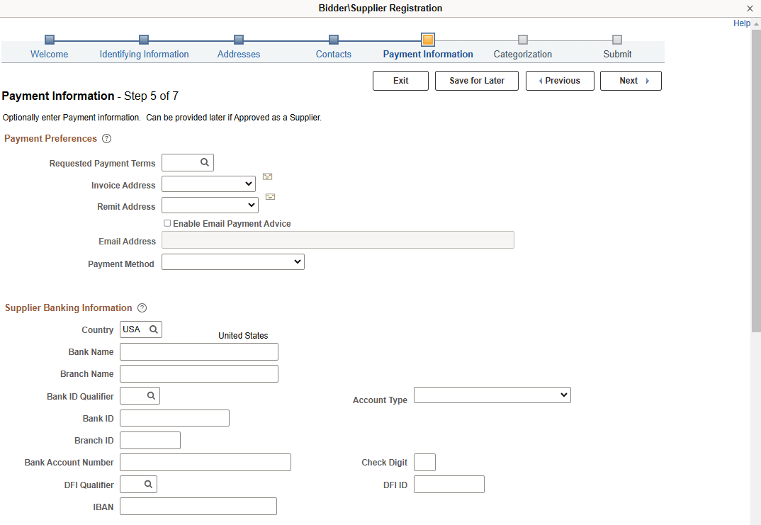 Online Registration Payment Information page (1 of 3)