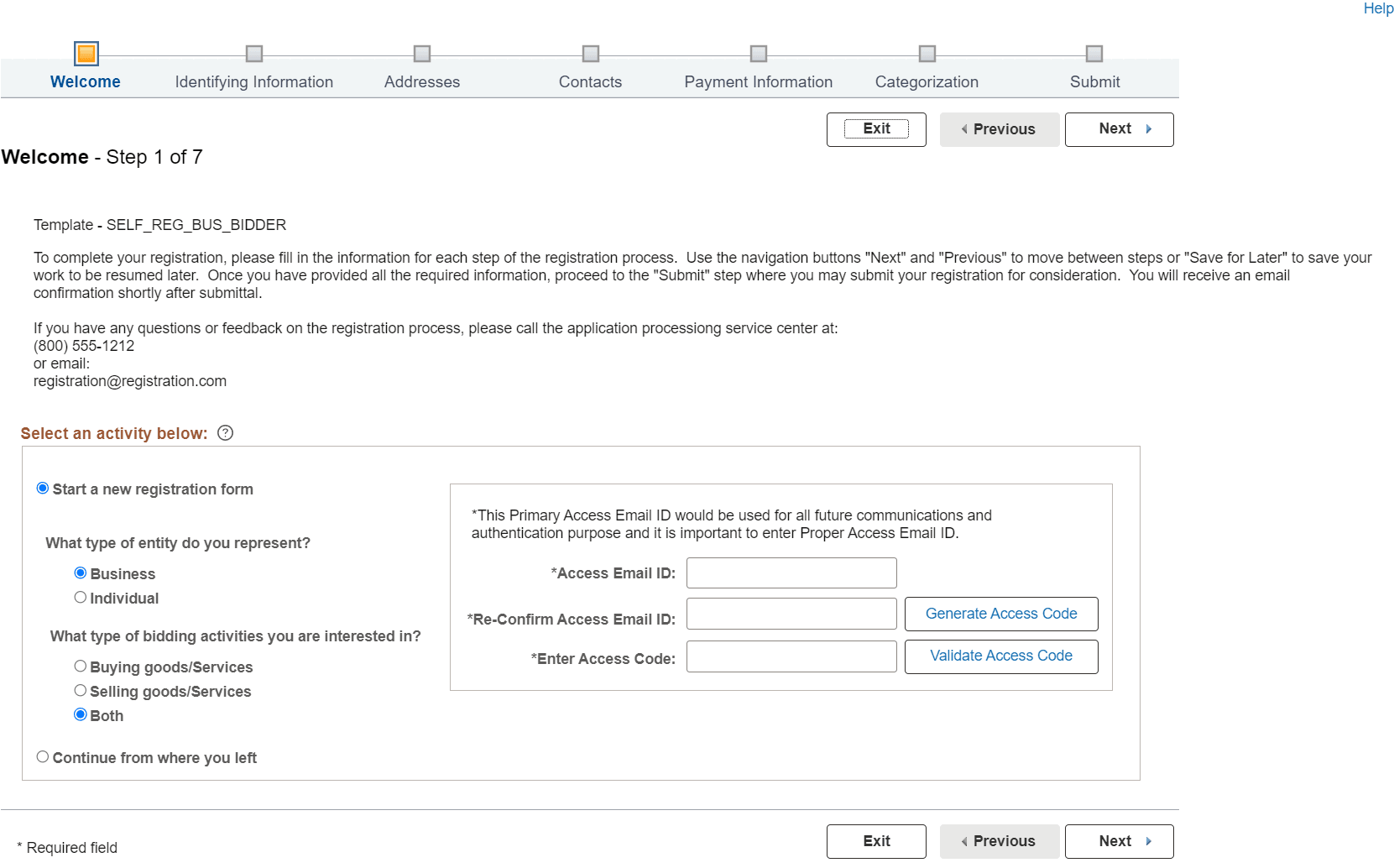 Online Registration Supplier or Bidder