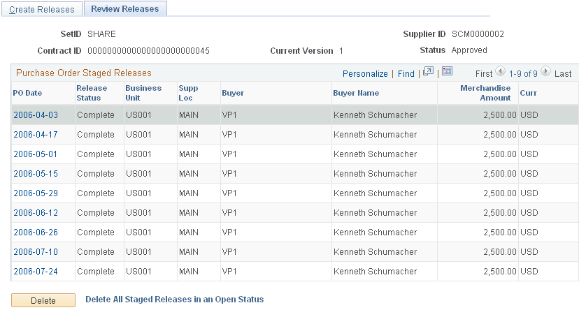 Review Releases page