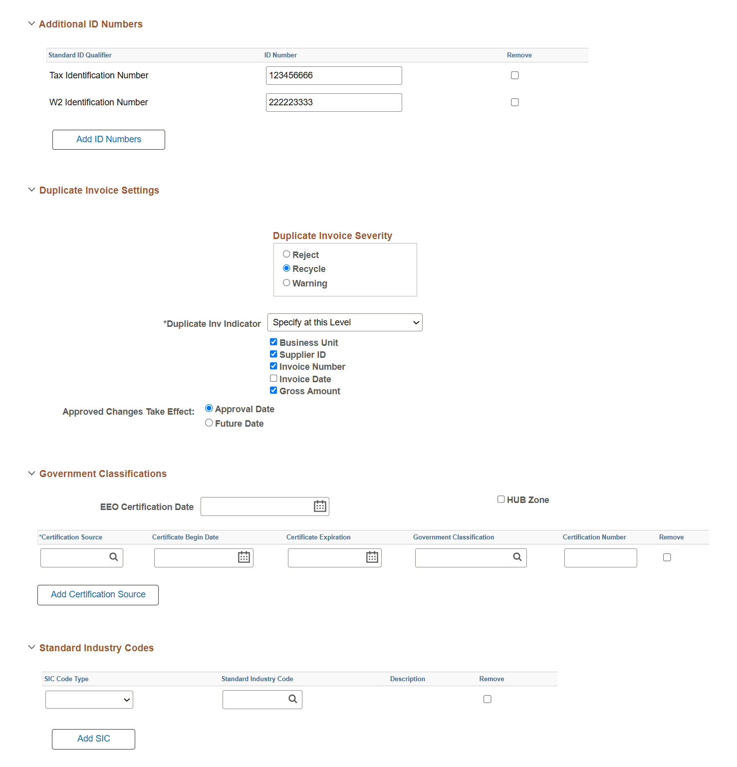 Supplier Change Request: Company Profile page (2 of 3)