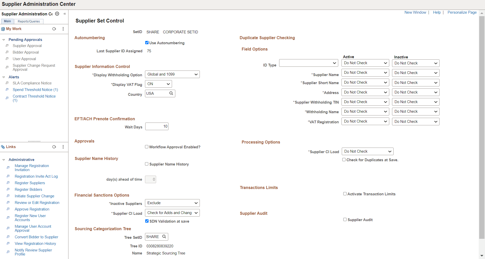 Supplier Set Control