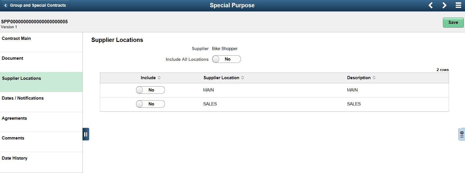 Supplier Locations Page