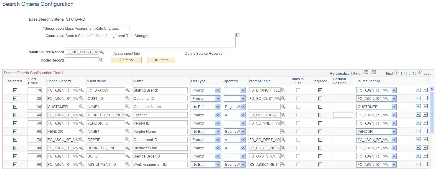 Search Criteria Configuration