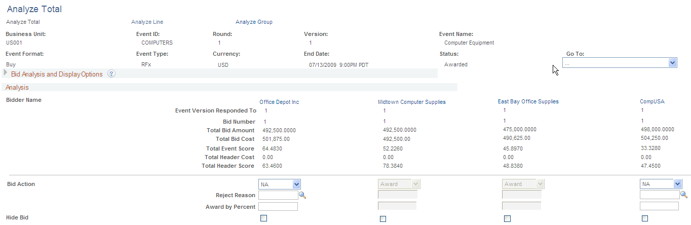 Analyze Total page (1 of 2)