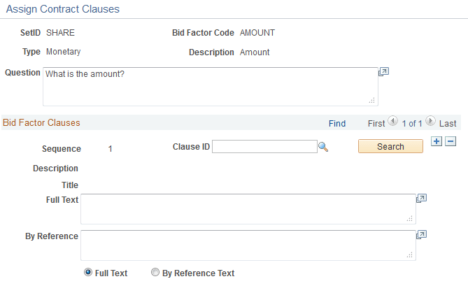 Assign Contract Clauses page