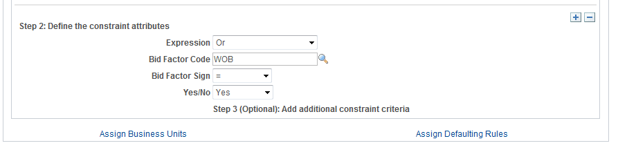 Constraint Setup page (2 of 2)