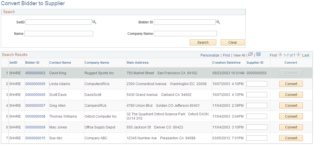Convert Bidder to Supplier page