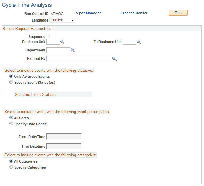 Cycle Time Reporting page