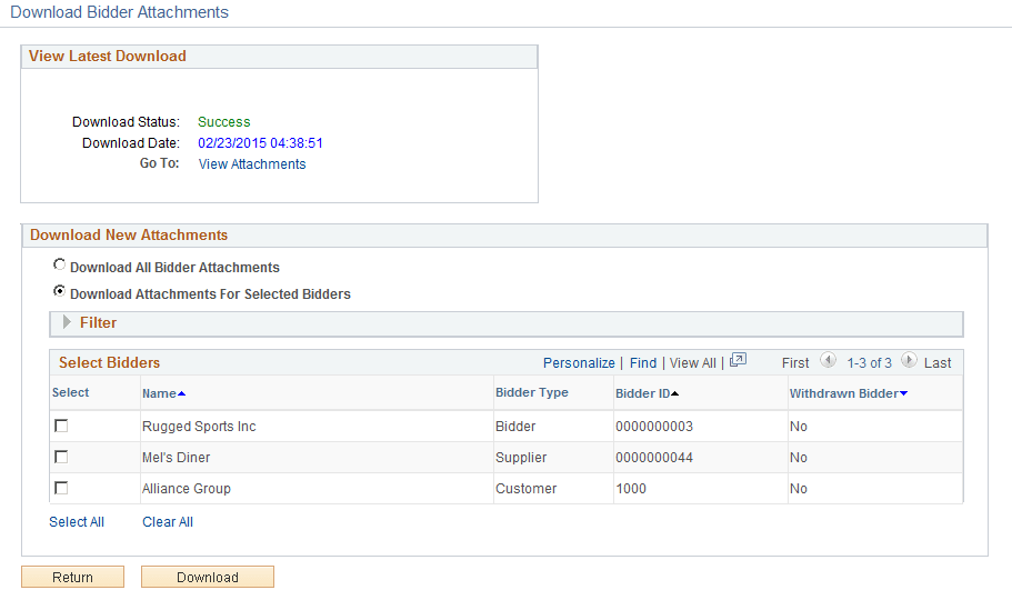 Download Attachments for Selected Bidders