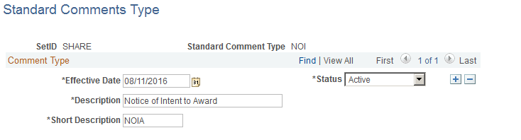 Standard Comments Type page