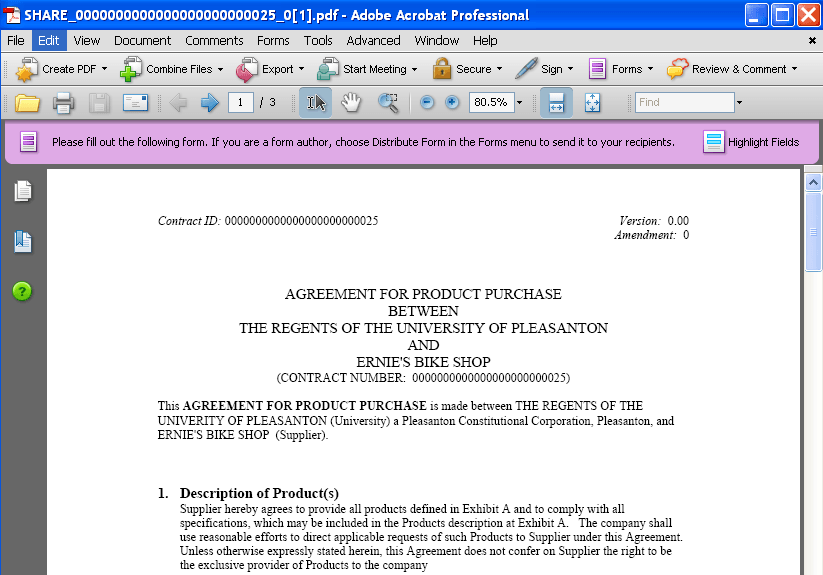 Adobe PDF document for signature (1 of 2)