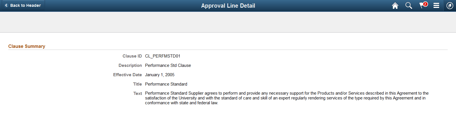 Approval Line Detail page