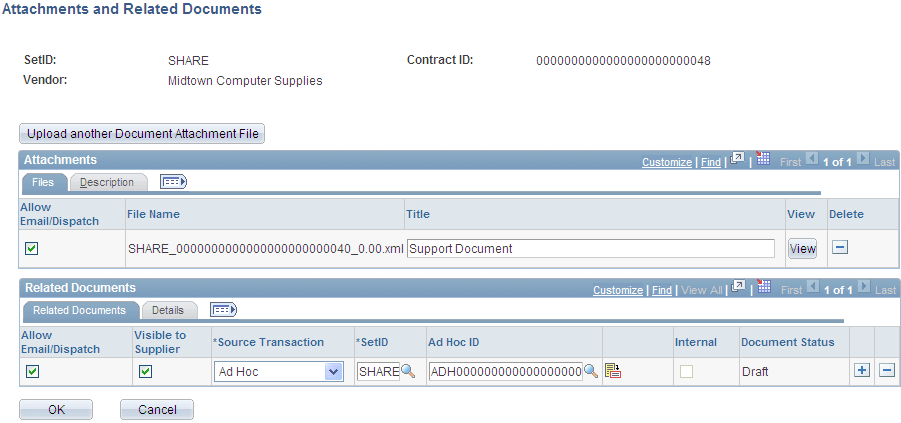 Attachments and Related Documents page