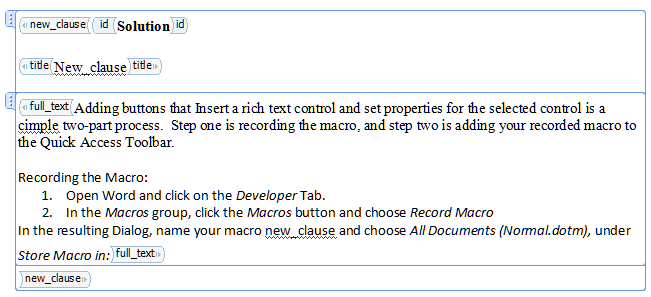 Clause XML example within Microsoft Word