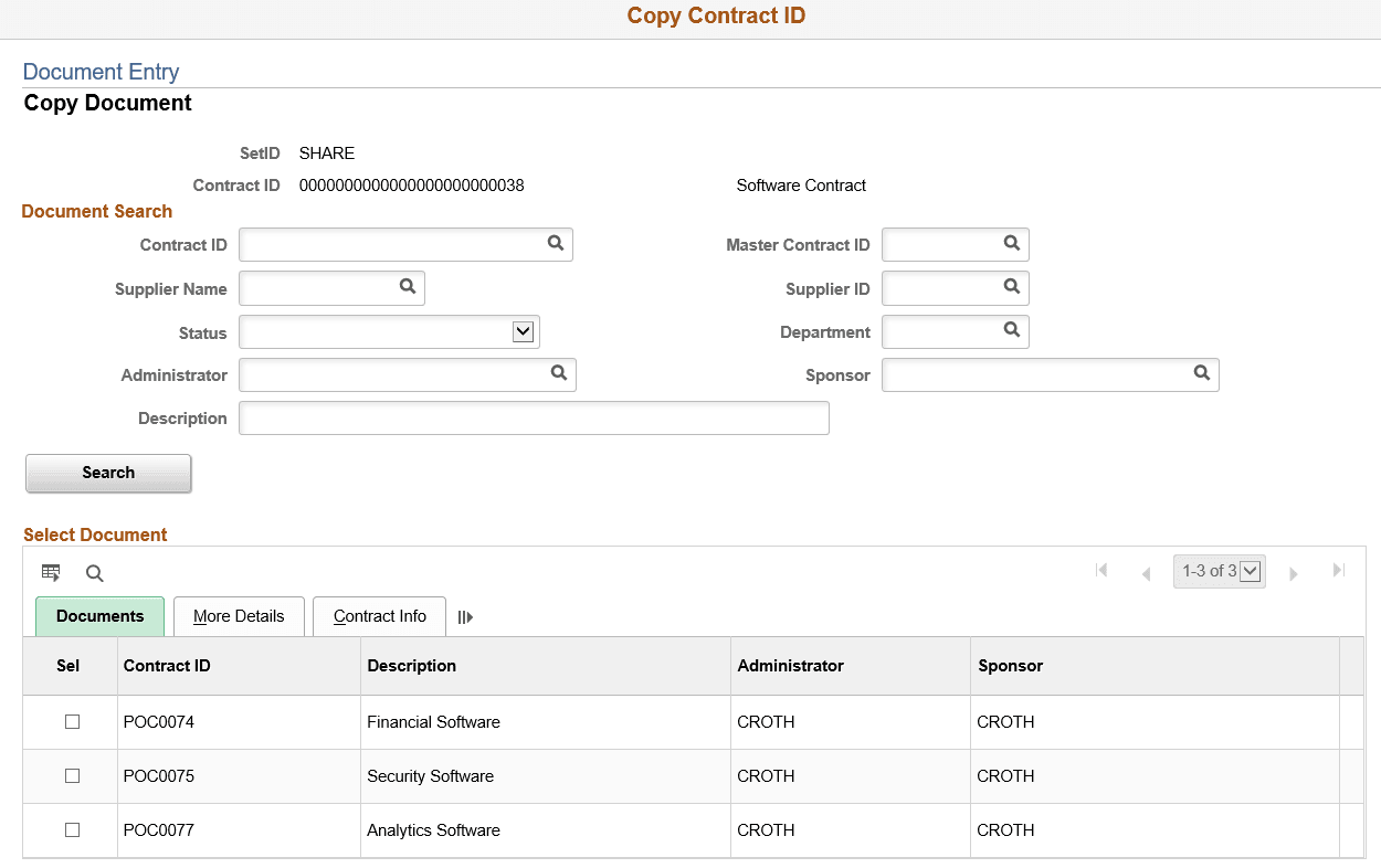 Copy Contract ID - Document Entry - Copy Document page