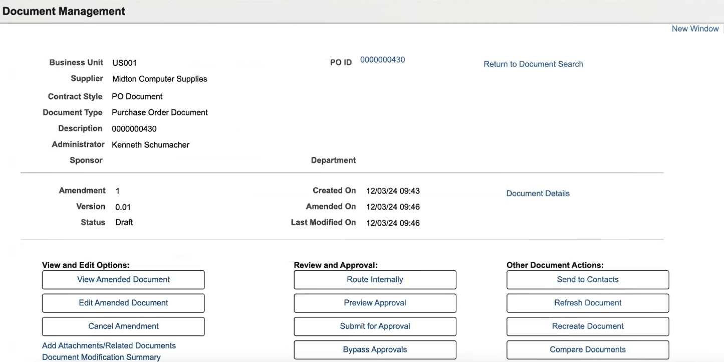 Document Management page