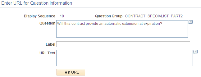 Enter URL for Question Information page