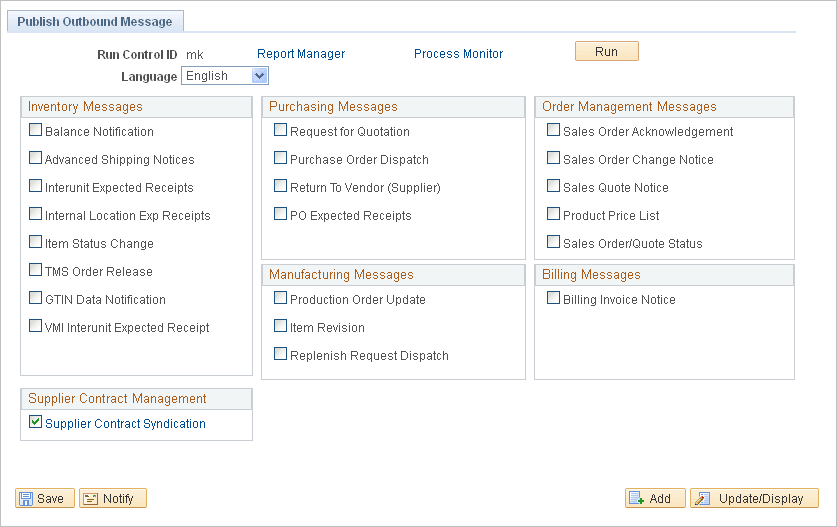Publish Outbound Message page