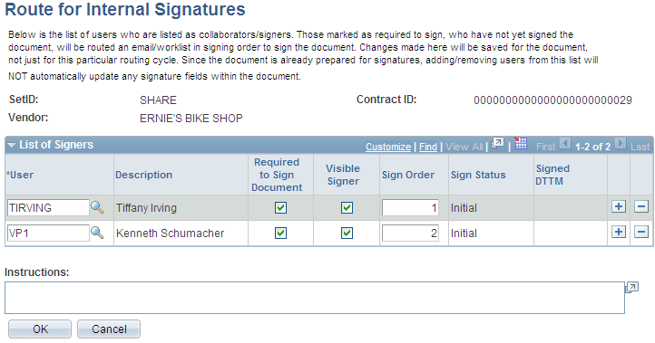 Route for Internal Signature page
