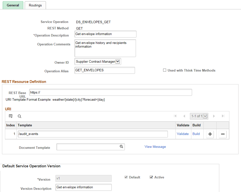 Service Operations General page