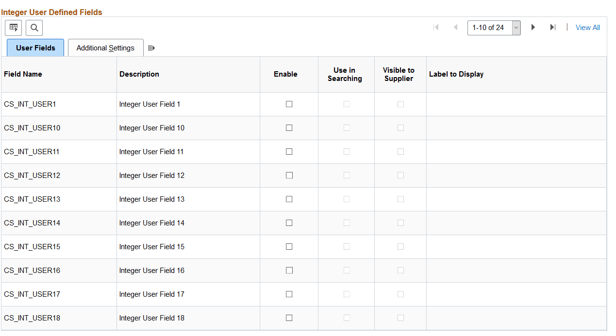 User Defined Fields page (3 of 4)