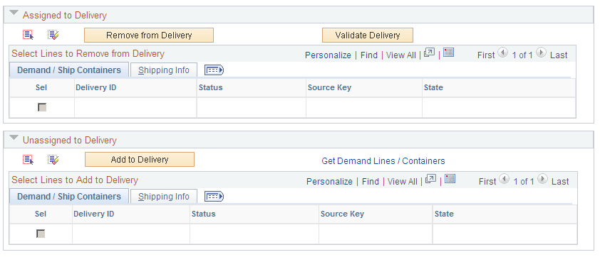 The Delivery Management Workbench-Manage Delivery page (part 3 of 3)