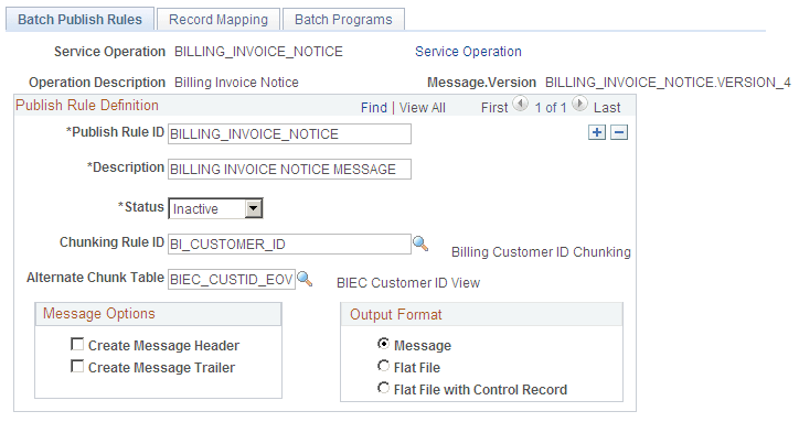 Batch Publish Rules page