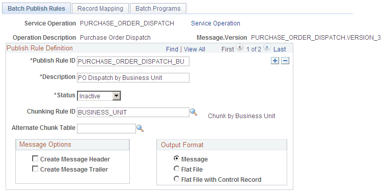 Batch Publish Rules page