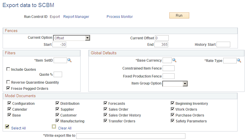 Export data to SCBM page
