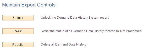 Maintain Export Controls page