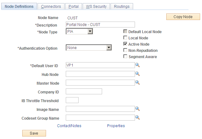 Node Definitions page