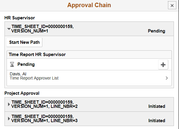 Approval Chain page Approval Chain page