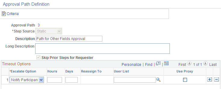 Approval Path Definition page - Approval Path 3 Approval Path Definition page - Approval Path 3
