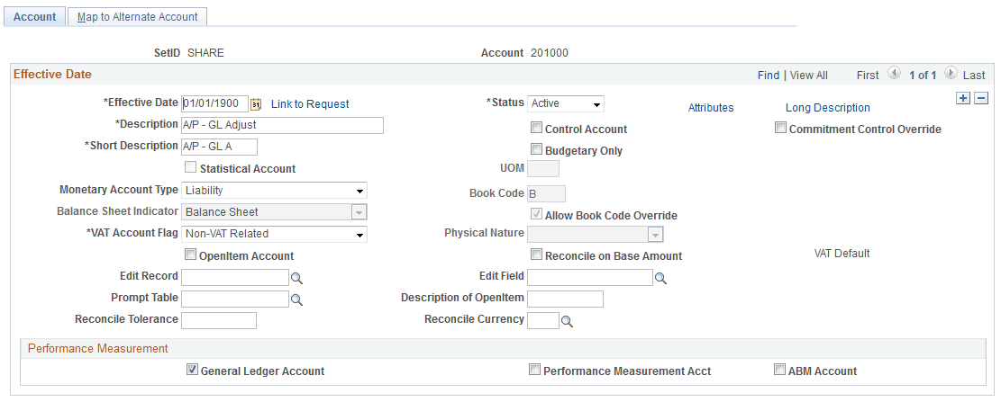 ChartField Values page ChartField Values page