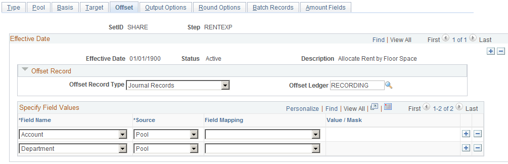 Define Allocation Step - Offset page Define Allocation Step - Offset page