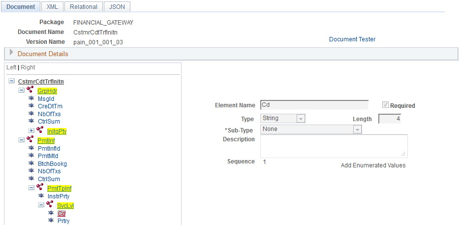 Example of a PeopleSoft Document, Primitive Element with Required check box selected