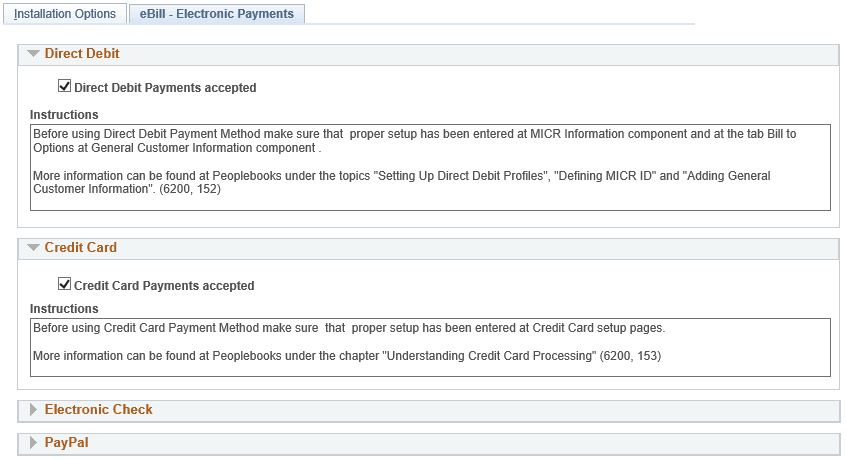 Installation Options, eBill - Electronic Payments page (1 of 2) Installation Options, eBill - Electronic Payments page (1 of 2)