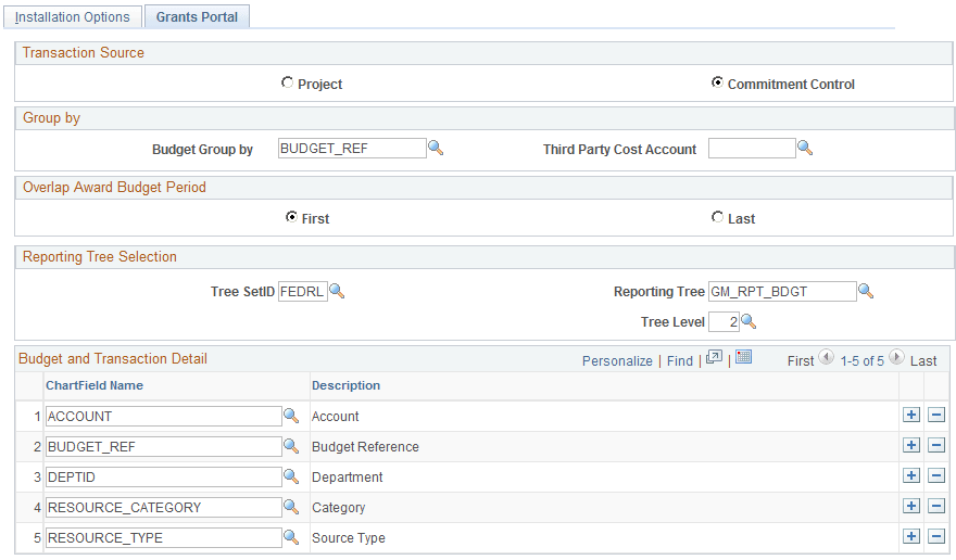 Installation Options - Grants Portal page Installation Options - Grants Portal page