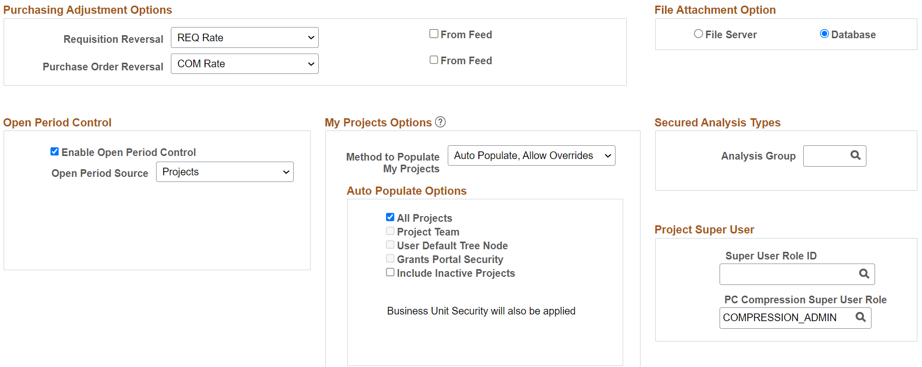 Installation Options - Project Costing Page (2 of 2) Installation Options - Project Costing Page (2 of 2)