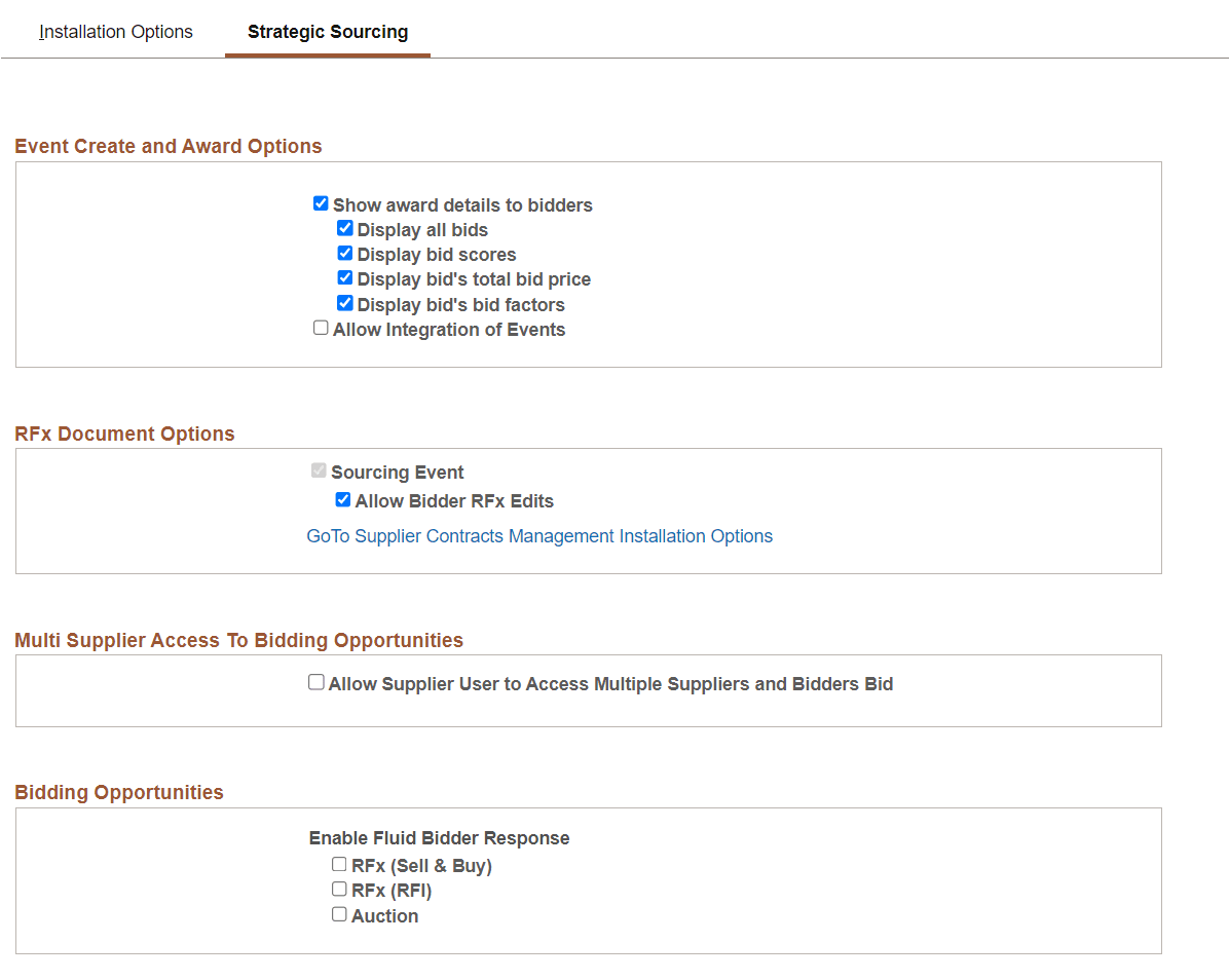 Installation Options - Sourcing Installation Options page (1 of 2) Installation Options - Sourcing Installation Options page (1 of 2)