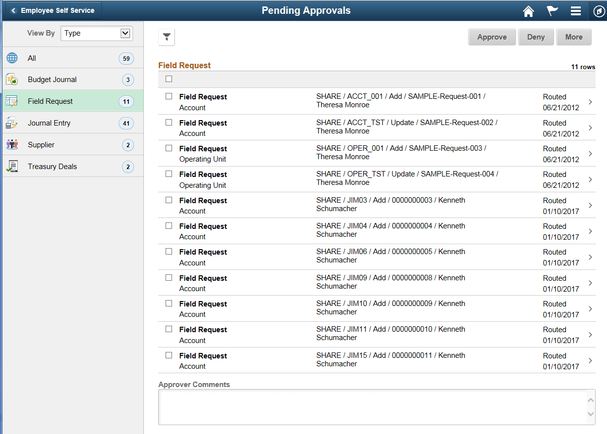 Pending Approvals - Field Request page (Fluid) Pending Approvals - Field Request page (Fluid)