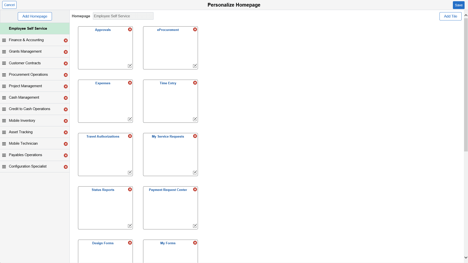 Personalize Homepage Personalize Homepage