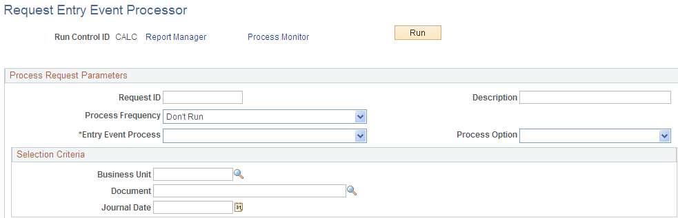 Request Entry Event Processor page Request Entry Event Processor page