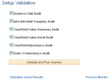 Setup Validation page Setup Validation page