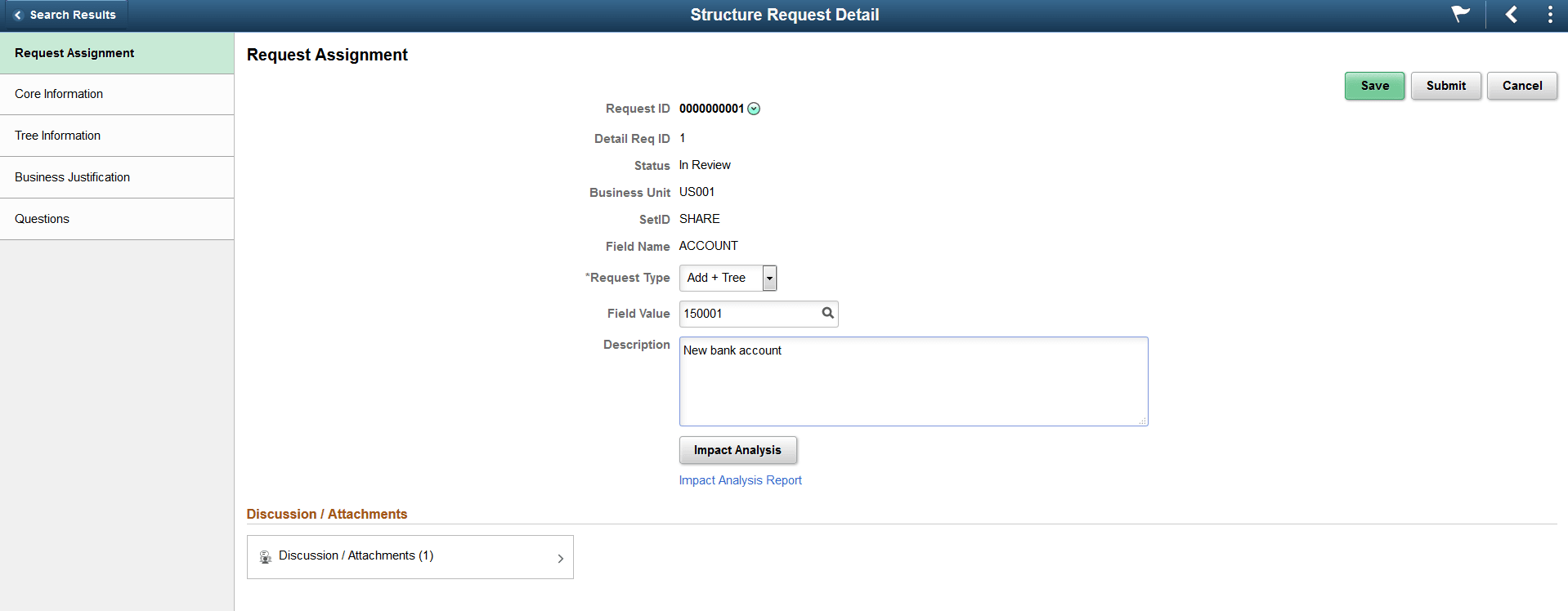 Structure Request Detail page Structure Request Detail page