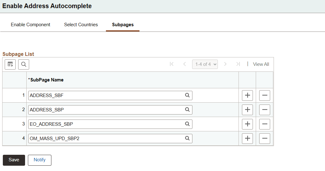 Subpages page