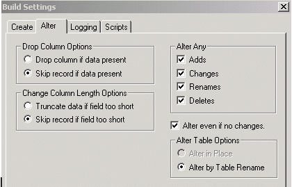 Verifying Build Settings: Alter tab Verifying Build Settings: Alter tab
